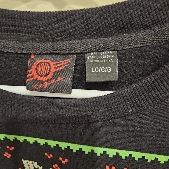 Mad Engine Mens Sweatshirt Ugly Christmas Black Snowman Long Sleeve Size Large - Picture 3 of 6